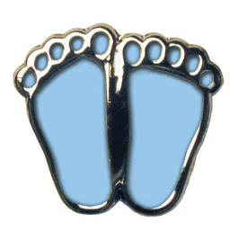 Jewelry, Lapel Pin, Precious Feet, Blue Fill/Nickel, Fetal Bookmark