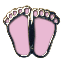 Jewelry, Lapel Pin, Precious Feet, Pink Fill/Nickel, Fetal Bookmark